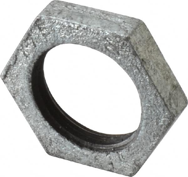 Made in USA - Class 150, 1" Galvanized Pipe Hex Locknut - Threaded, Malleable Iron - Benchmark Tooling