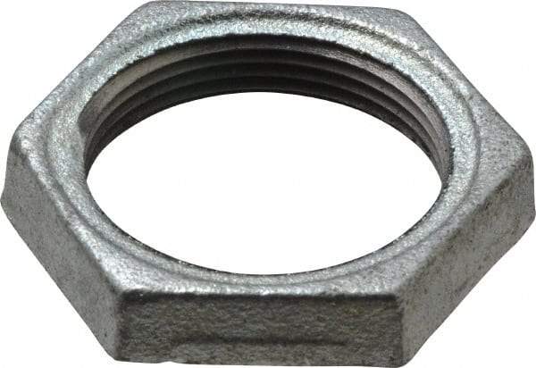Made in USA - Class 150, 1-1/2" Galvanized Pipe Hex Locknut - Threaded, Malleable Iron - Benchmark Tooling