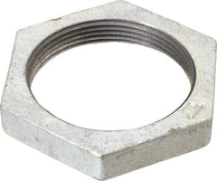 Made in USA - Class 150, 2" Galvanized Pipe Hex Locknut - Threaded, Malleable Iron - Benchmark Tooling
