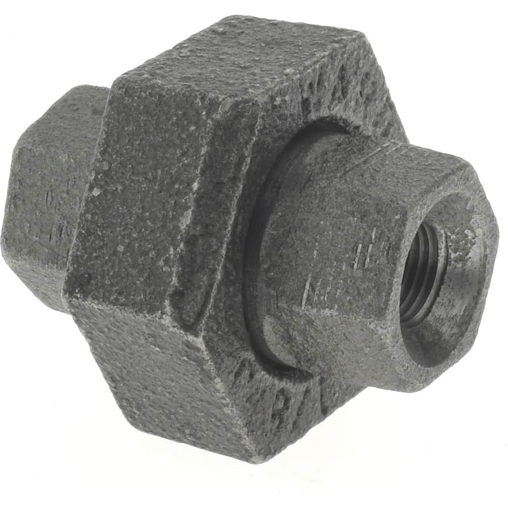 Black Union: 1/8″, 150 psi, Threaded Malleable Iron, Black Finish, Class 150