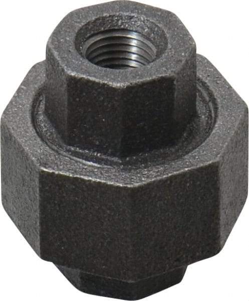 Made in USA - Size 1/4", Class 150, Malleable Iron Black Pipe Union - 150 psi, Threaded End Connection - Benchmark Tooling