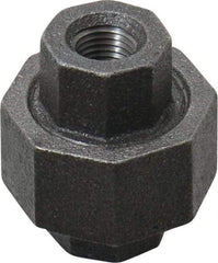 Made in USA - Size 1/4", Class 150, Malleable Iron Black Pipe Union - 150 psi, Threaded End Connection - Benchmark Tooling