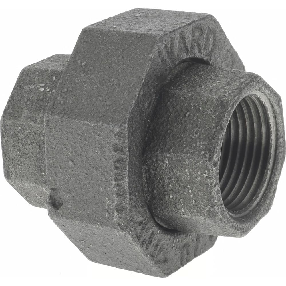 Black Union: 3/4″, 150 psi, Threaded Malleable Iron, Black Finish, Class 150