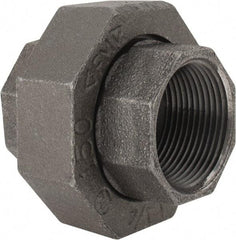 Made in USA - Size 1-1/4", Class 150, Malleable Iron Black Pipe Union - 150 psi, Threaded End Connection - Benchmark Tooling