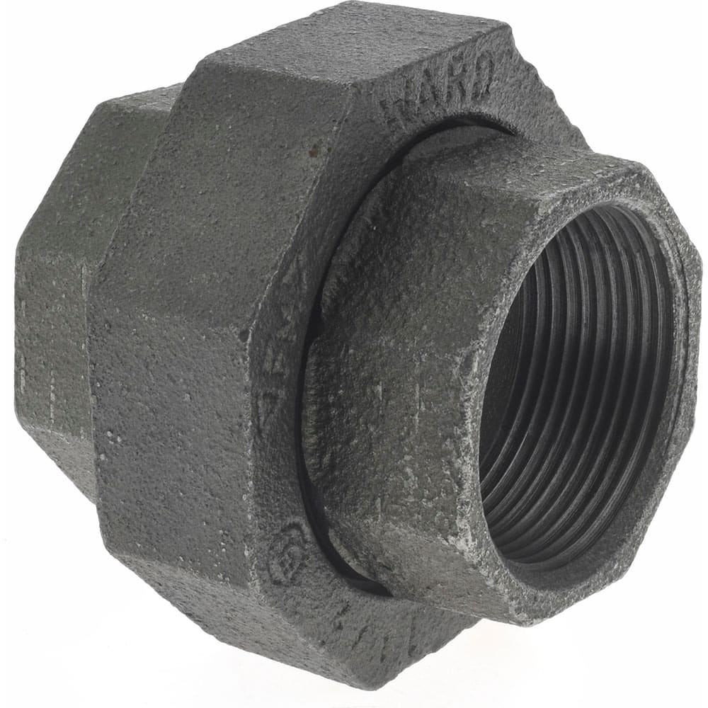 Black Union: 1-1/2″, 150 psi, Threaded Malleable Iron, Black Finish, Class 150