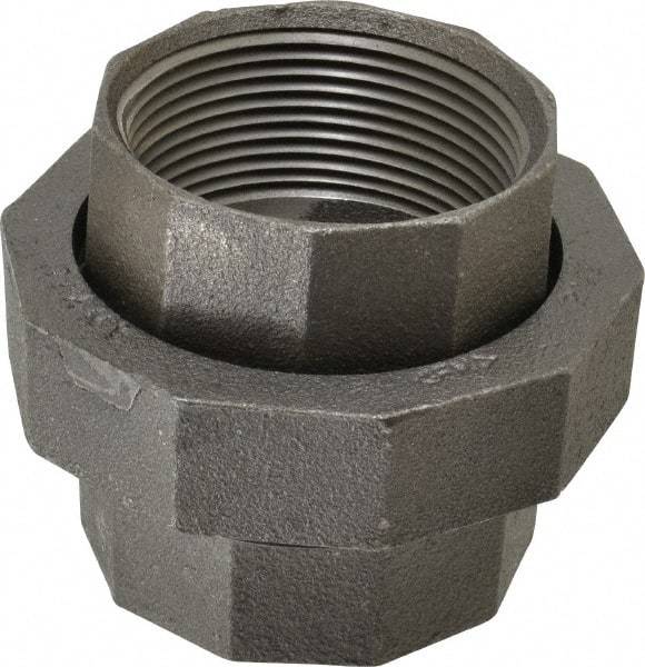 Made in USA - Size 2-1/2", Class 150, Malleable Iron Black Pipe Union - 150 psi, Threaded End Connection - Benchmark Tooling
