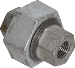 Made in USA - Class 150, 1/8" Galvanized Pipe Union - Threaded, Malleable Iron - Benchmark Tooling