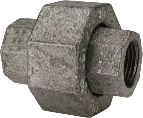 Made in USA - Class 150, 3/8" Galvanized Pipe Union - Threaded, Malleable Iron - Benchmark Tooling