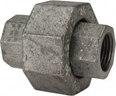 Made in USA - Class 150, 3/8" Galvanized Pipe Union - Threaded, Malleable Iron - Benchmark Tooling