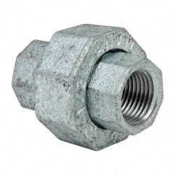 Made in USA - Class 150, 1/2" Galvanized Pipe Union - Threaded, Malleable Iron - Benchmark Tooling