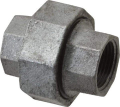 Made in USA - Class 150, 3/4" Galvanized Pipe Union - Threaded, Malleable Iron - Benchmark Tooling