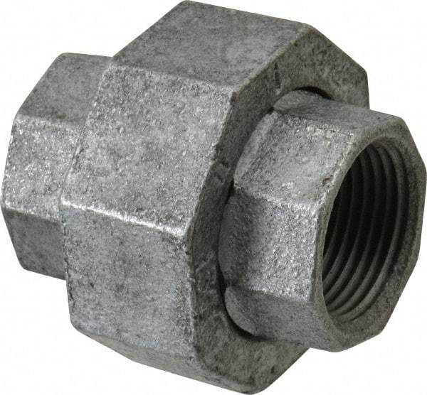 Made in USA - Class 150, 1" Galvanized Pipe Union - Threaded, Malleable Iron - Benchmark Tooling