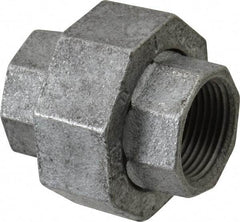 Made in USA - Class 150, 1" Galvanized Pipe Union - Threaded, Malleable Iron - Benchmark Tooling