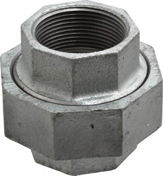 Made in USA - Class 150, 1-1/2" Galvanized Pipe Union - Threaded, Malleable Iron - Benchmark Tooling