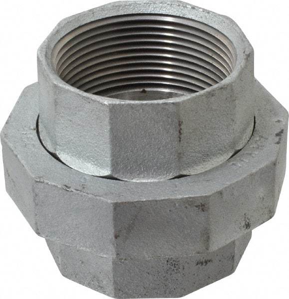 Made in USA - Class 150, 2-1/2" Galvanized Pipe Union - Threaded, Malleable Iron - Benchmark Tooling