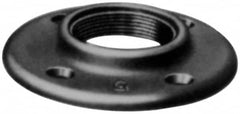 Made in USA - 1/4" Pipe, 2-3/16" OD, 5/8" Hub Length, Galvanized Floor Pipe Flange - 1-7/8" Across Bolt Hole Centers, 1/4" Bolt Hole, 150 psi, Class 150 - Benchmark Tooling