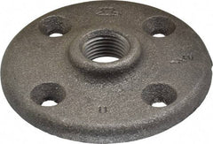 Made in USA - 1/2" Pipe, 3" OD, 5/8" Hub Length, Black Floor Pipe Flange - 2.1" Across Bolt Hole Centers, 1/4" Bolt Hole, 150 psi, Class 150 - Benchmark Tooling
