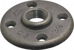 Made in USA - 3/4" Pipe, 3-1/4" OD, 5/8" Hub Length, Black Floor Pipe Flange - 2-1/2" Across Bolt Hole Centers, 1/4" Bolt Hole, 150 psi, Class 150 - Benchmark Tooling