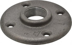 Made in USA - 1" Pipe, 4" OD, 11/16" Hub Length, Black Floor Pipe Flange - 3" Across Bolt Hole Centers, 1/4" Bolt Hole, 150 psi, Class 150 - Benchmark Tooling