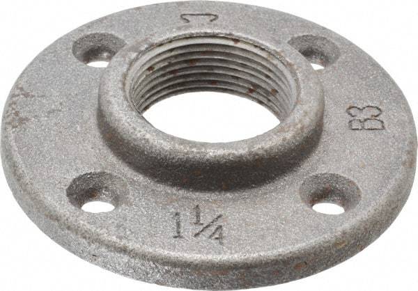 Made in USA - 1-1/4" Pipe, 4" OD, 13/16" Hub Length, Black Floor Pipe Flange - 3" Across Bolt Hole Centers, 1/4" Bolt Hole, 150 psi, Class 150 - Benchmark Tooling