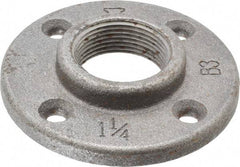 Made in USA - 1-1/4" Pipe, 4" OD, 13/16" Hub Length, Black Floor Pipe Flange - 3" Across Bolt Hole Centers, 1/4" Bolt Hole, 150 psi, Class 150 - Benchmark Tooling