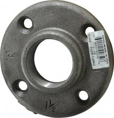 Made in USA - 1-1/2" Pipe, 4-1/2" OD, 7/8" Hub Length, Black Floor Pipe Flange - 3-1/2" Across Bolt Hole Centers, 5/16" Bolt Hole, 150 psi, Class 150 - Benchmark Tooling