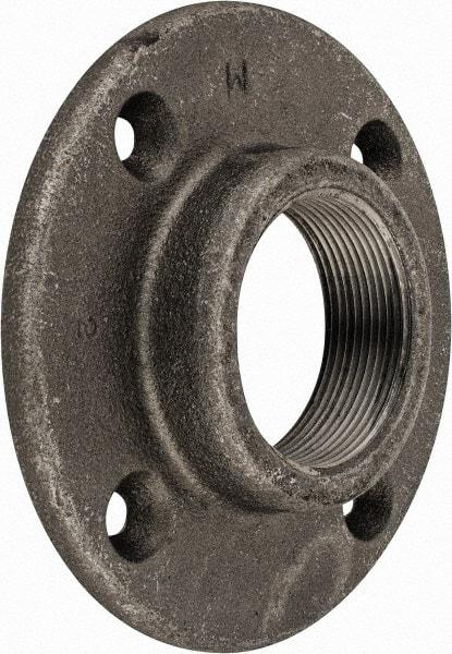 Made in USA - 2" Pipe, 5-1/2" OD, 1" Hub Length, Black Floor Pipe Flange - 4-1/4" Across Bolt Hole Centers, 5/16" Bolt Hole, 150 psi, Class 150 - Benchmark Tooling