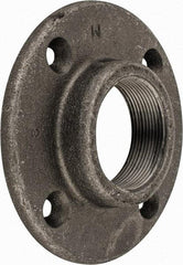 Made in USA - 2" Pipe, 5-1/2" OD, 1" Hub Length, Black Floor Pipe Flange - 4-1/4" Across Bolt Hole Centers, 5/16" Bolt Hole, 150 psi, Class 150 - Benchmark Tooling