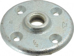 Made in USA - 1/2" Pipe, 3-1/2" OD, 5/8" Hub Length, Galvanized Floor Pipe Flange - 2-1/2" Across Bolt Hole Centers, 1/4" Bolt Hole, 150 psi, Class 150 - Benchmark Tooling