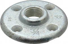 Made in USA - 3/4" Pipe, 3-1/2" OD, 5/8" Hub Length, Galvanized Floor Pipe Flange - 2-1/2" Across Bolt Hole Centers, 1/4" Bolt Hole, 150 psi, Class 150 - Benchmark Tooling