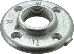 Made in USA - 1-1/4" Pipe, 4" OD, 13/16" Hub Length, Galvanized Floor Pipe Flange - 3" Across Bolt Hole Centers, 1/4" Bolt Hole, 150 psi, Class 150 - Benchmark Tooling