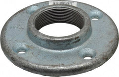 Made in USA - 2" Pipe, 5-1/2" OD, 1" Hub Length, Galvanized Floor Pipe Flange - 4-1/4" Across Bolt Hole Centers, 5/16" Bolt Hole, 150 psi, Class 150 - Benchmark Tooling