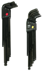 22 Piece - .050 - 3/8" & Metric 1.5 - 10.0mm - Black Finish - Ball End Hex L-Key Long Arm Inch Set - Benchmark Tooling