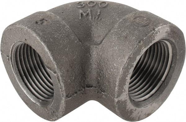 Made in USA - Size 1", Class 300, Malleable Iron Black Pipe 90° Elbow - 300 psi, Threaded End Connection - Benchmark Tooling