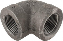 Made in USA - Size 1", Class 300, Malleable Iron Black Pipe 90° Elbow - 300 psi, Threaded End Connection - Benchmark Tooling