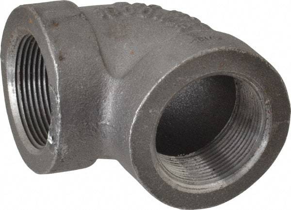 Made in USA - Size 1-1/2", Class 300, Malleable Iron Black Pipe 90° Elbow - 300 psi, Threaded End Connection - Benchmark Tooling