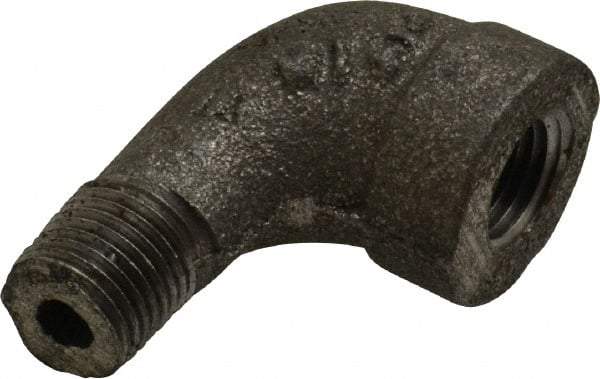 Made in USA - Size 1/4", Class 300, Malleable Iron Black Pipe 90° Street Elbow - 300 psi, Threaded End Connection - Benchmark Tooling