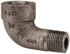 Made in USA - Size 3/8", Class 300, Malleable Iron Black Pipe 90° Street Elbow - 300 psi, Threaded End Connection - Benchmark Tooling