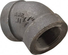 Made in USA - Size 1-1/2", Class 300, Malleable Iron Black Pipe 45° Elbow - 300 psi, Threaded End Connection - Benchmark Tooling