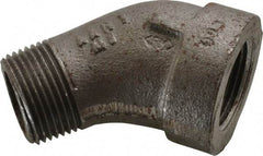 Made in USA - Size 1", Class 300, Malleable Iron Black Pipe 45° Street Elbow - 300 psi, Threaded End Connection - Benchmark Tooling