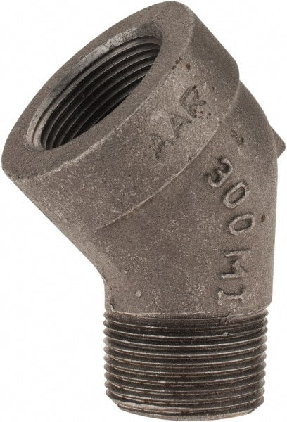 Black 45 ° Street Elbow: 1-1/4″, 300 psi, Threaded Malleable Iron, Black Finish, Class 300