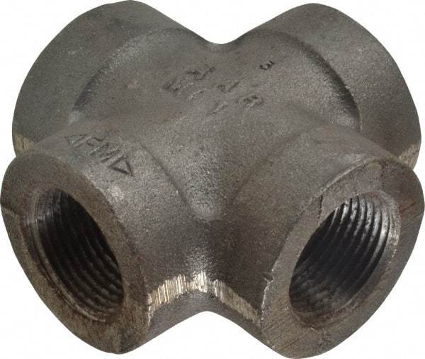 Made in USA - Size 1", Class 300, Malleable Iron Black Pipe Cross - 300 psi, Threaded End Connection - Benchmark Tooling