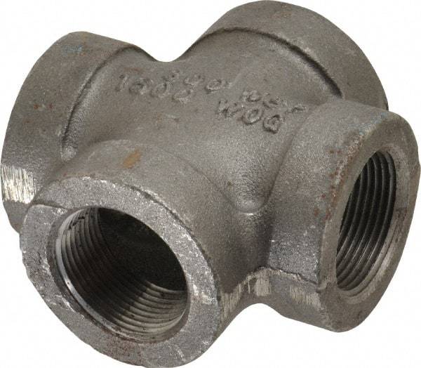 Made in USA - Size 1-1/4", Class 300, Malleable Iron Black Pipe Cross - 300 psi, Threaded End Connection - Benchmark Tooling