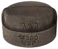 Black Cap: 1-1/2″, 300 psi, Threaded Malleable Iron, Black Finish, Class 300