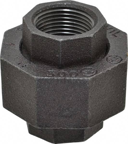 Made in USA - Size 1", Class 300, Malleable Iron Black Pipe Union - 300 psi, Threaded End Connection - Benchmark Tooling