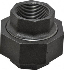 Made in USA - Size 1-1/2", Class 300, Malleable Iron Black Pipe Union - 300 psi, Threaded End Connection - Benchmark Tooling