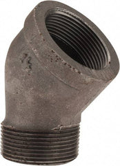 Made in USA - Size 1-1/2", Class 150, Malleable Iron Black Pipe 45° Street Elbow - 150 psi, Threaded End Connection - Benchmark Tooling