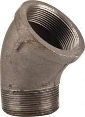 Made in USA - Size 2", Class 150, Malleable Iron Black Pipe 45° Street Elbow - 150 psi, Threaded End Connection - Benchmark Tooling
