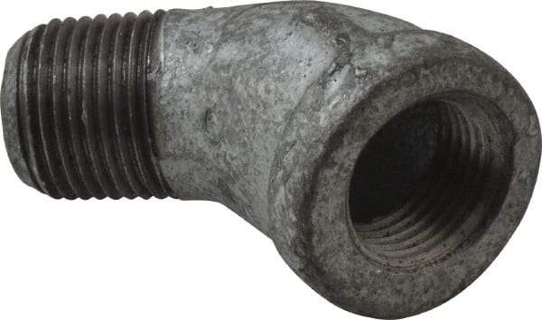 Made in USA - Class 150, 3/8" Galvanized Pipe 45° Street Elbow - Threaded, Malleable Iron - Benchmark Tooling