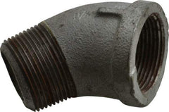 Made in USA - Class 150, 1-1/4" Galvanized Pipe 45° Street Elbow - Threaded, Malleable Iron - Benchmark Tooling